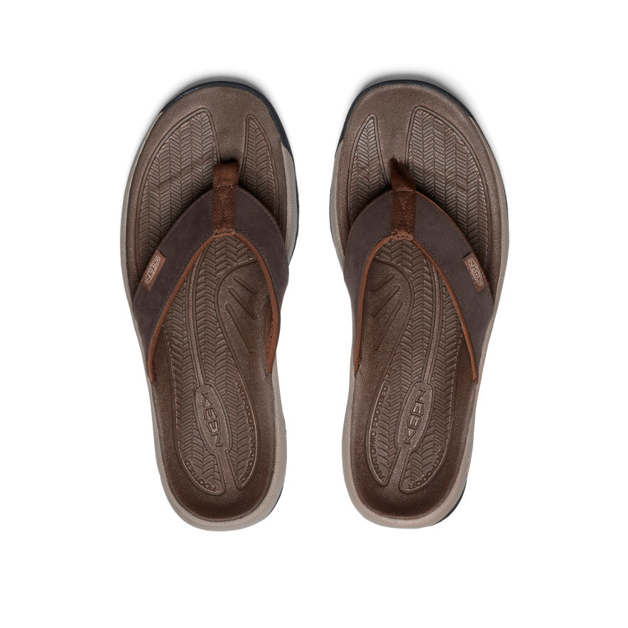 Men's Kona Leather Flip-Flop Java/Dark Earth - Image 4