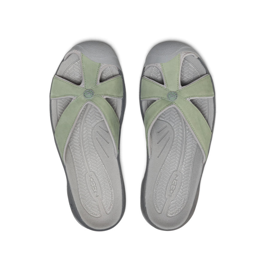 Women's Bali Leather Slide Sandal Lily Pad/Steel Grey - Image 4