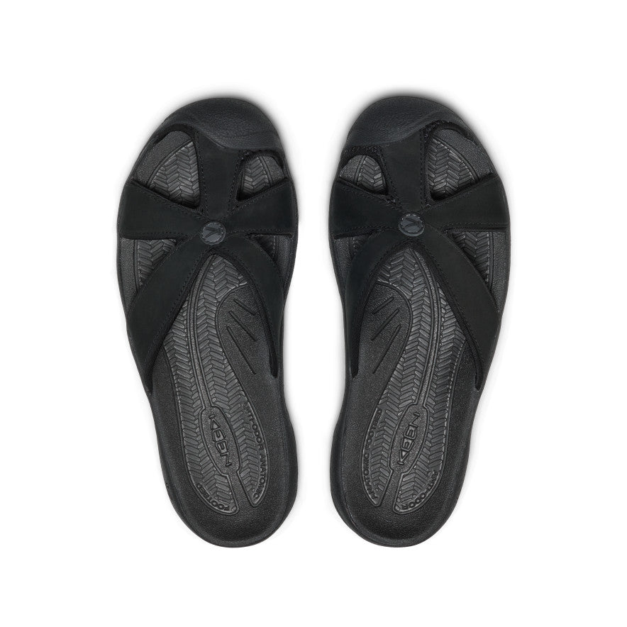 Women's Bali Leather Slide Sandal Black/Black - Image 4